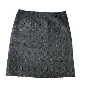 Y2K Worth Skirt Women’s 8 Black Wash Swirl Fringe Pencil Mini Career Lined Y2K